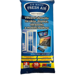 Vlhčené čistící ubrousky Fresh Air 20ks na okna, obrazovky