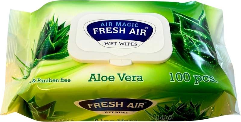Vlhčené ubrousky 100ks Fresh Air s klipem Aloe vera