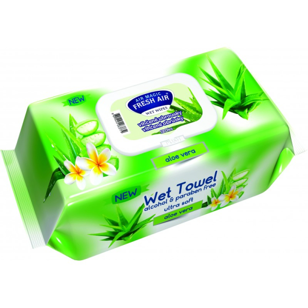 Vlhčené ubrousky 120ks dětské Fresh Air klip Aloe