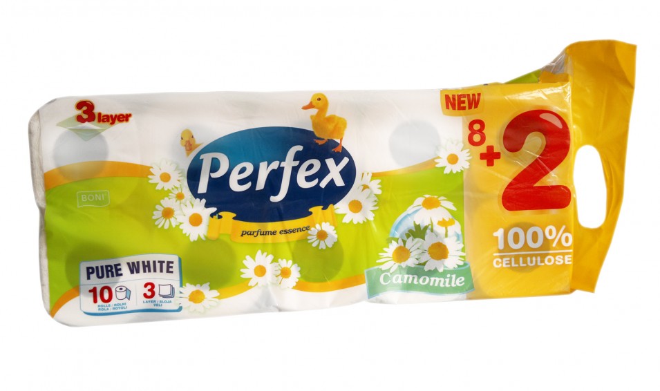     Toaletní papír Perfex 3 vrstvý 10ks parfémovaný Heřmánek 8  balení